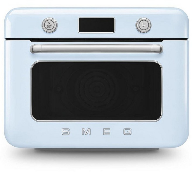 SMEG COF01카운터탑 콤비 오븐 다기능 그릴 에어 프라이 스팀 베이킹 컨벡션 해동 보온 10가지 요리 기능 이탈리아산 블랙 264392, 파스텔 블루