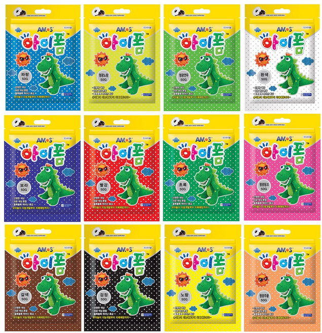 아모스 아이폼 파우치 50g 12색 칼라 클레이 치매예방 지퍼백, 형광핑크, 1개