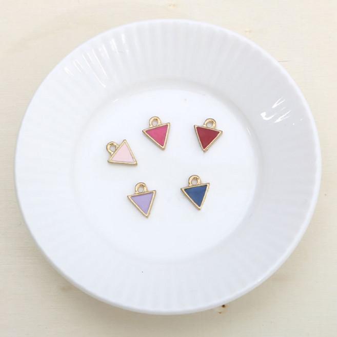 메탈 미니삼각 팬던트 참장식, 핑크, 1개