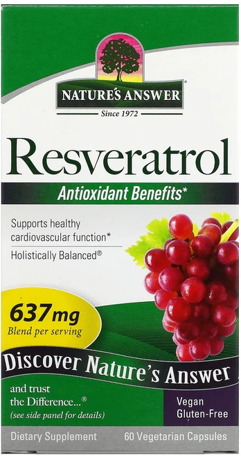 Nature's Answer 레스베라트롤 637mg 베지 캡슐 60정, NaturesAnswer레스베라트롤637mg베지캡슐60, 1개 - 쿠팡