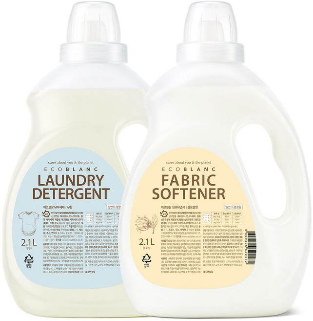 에코블랑 유아 세제 2.1L + 섬유유연제 2.1L 세트 플로럴향, 1세트