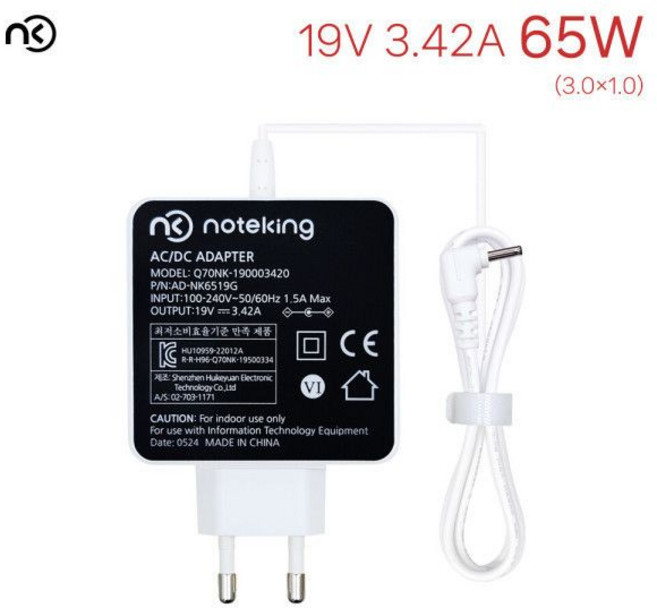LG 울트라PC 엣지 16U70Q 16UD70Q 노트북 전원 어댑터 충전기 19V 3.42A 65W 외경 3.0mm