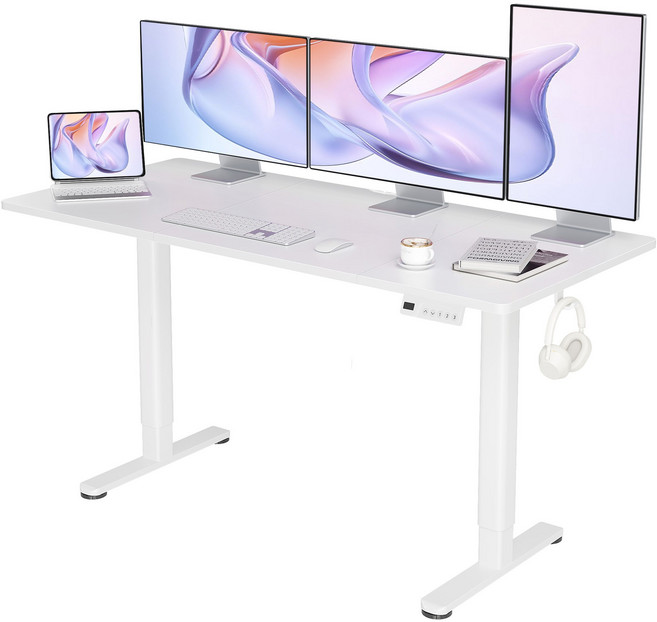 Claiks 스타일 높이조절 모션데스크 전동 컴퓨터 책상 공부 사무용 스탠드 테이블, 백색