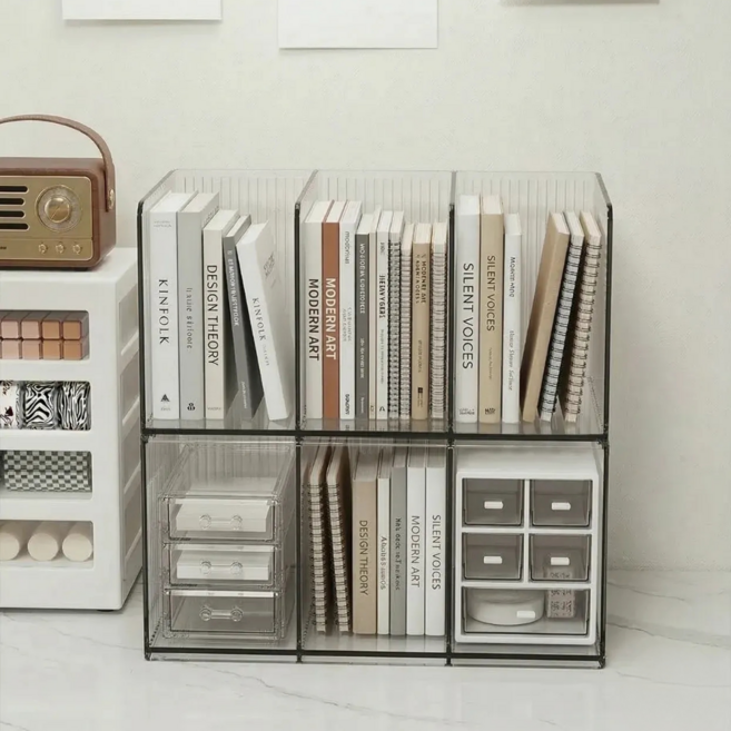 엔케이원 공간활용 투명 책꽂이, 클리어화이트