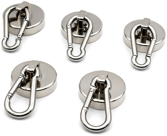 마니코 초강력 네오디움 카라비너 자석 지름32mm, 5개, 실버