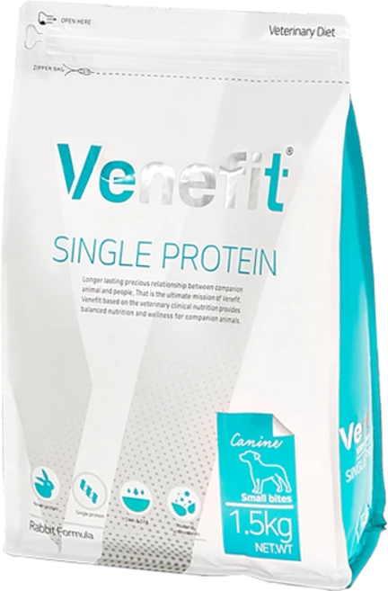 베네핏 싱글프로틴 반려견 사료, 피부/피모+알러지, 1.5kg, 1개 - 쿠팡