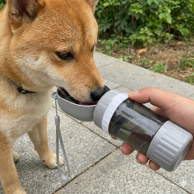 아우리온 위생적인 간편휴대용 애완동물 산책물통, 1개, 그레이