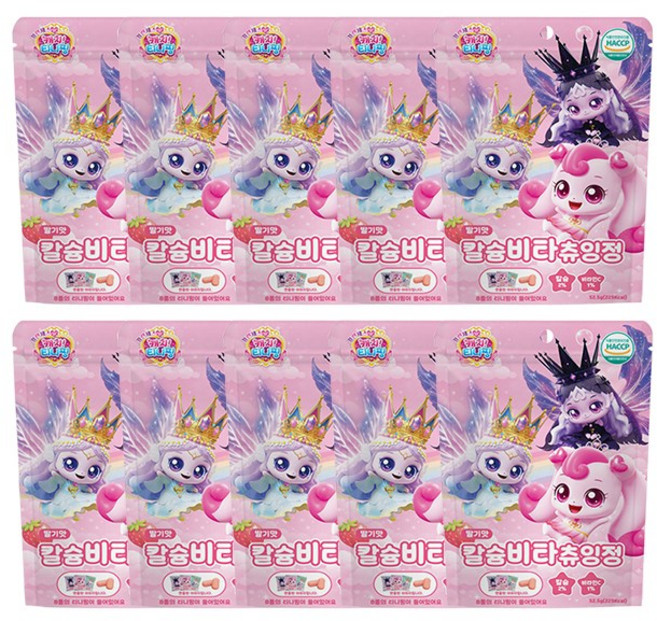 프린세스 캐치티니핑 칼슘비타 츄잉정 딸기맛, 52.5g, 10개