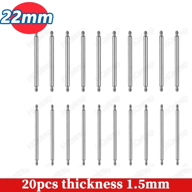 20pces 세트 스프링 바 18mm 스트랩 링크 핀 시계 밴드 금속 수리 도구, 03 22mm thickness-1.5mm