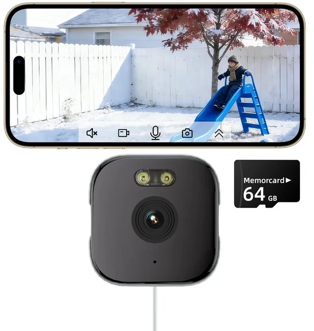 2PCS/1PCS HEIYOUCAM 창문 카메라-야외 대체 | 2.4/5GHz 와이파이 3MP HD 풀컬러 야간 투시경, 01 1PCS CAM add TF64G