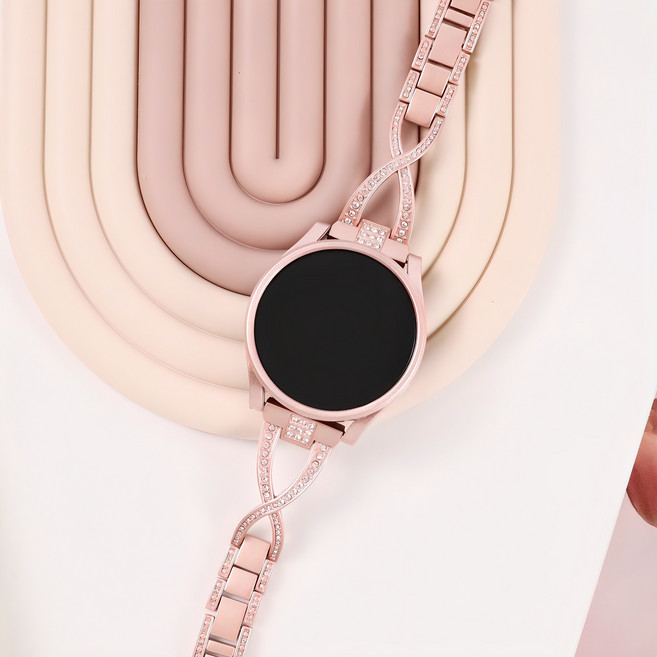 오르몽트 갤럭시워치8 7 6 5 4 3 호환 크로스 큐빅 브레이슬릿 메탈 갤럭시워치스트랩 시계줄 줄질, 로즈핑크