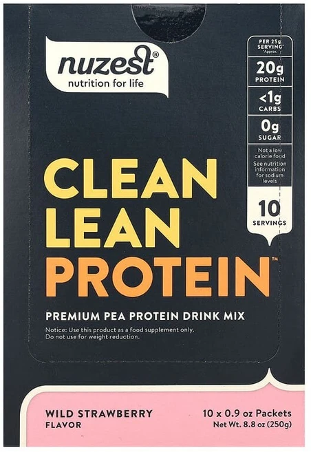 Nuzest 청정 저지방 단백질 야생 딸기 10팩 팩당 25g(0.9oz) Nuzest (뉴제스트), 10개, 25g - 쿠팡