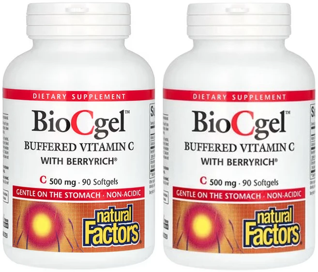 네츄럴팩터스 BioCgel BerryRich®가 함유된 완충 비타민 C 500mg 90소프트젤, 2개, 90정 - 쿠팡