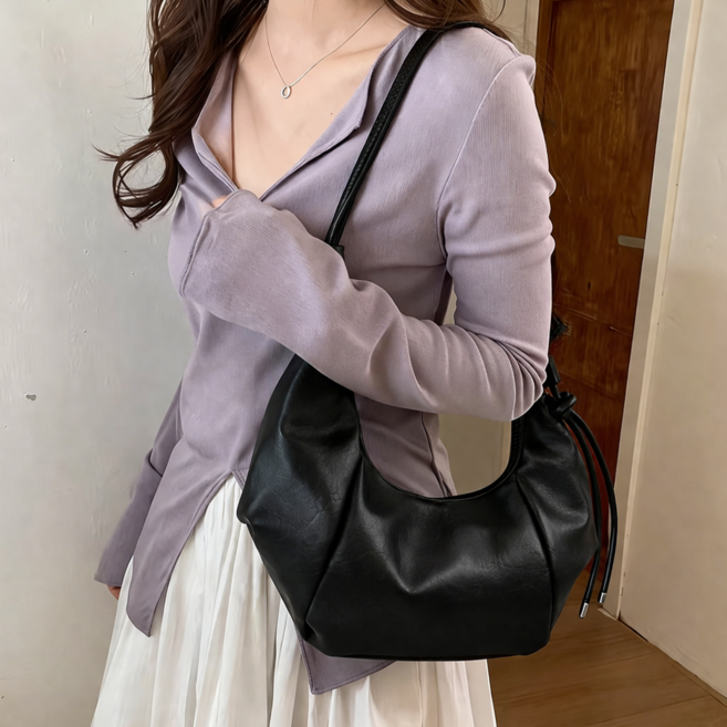 Novah 여성 가죽 호보백 만두백 대용량 숄더백 크로스백 데일리 심플 출퇴근 가방