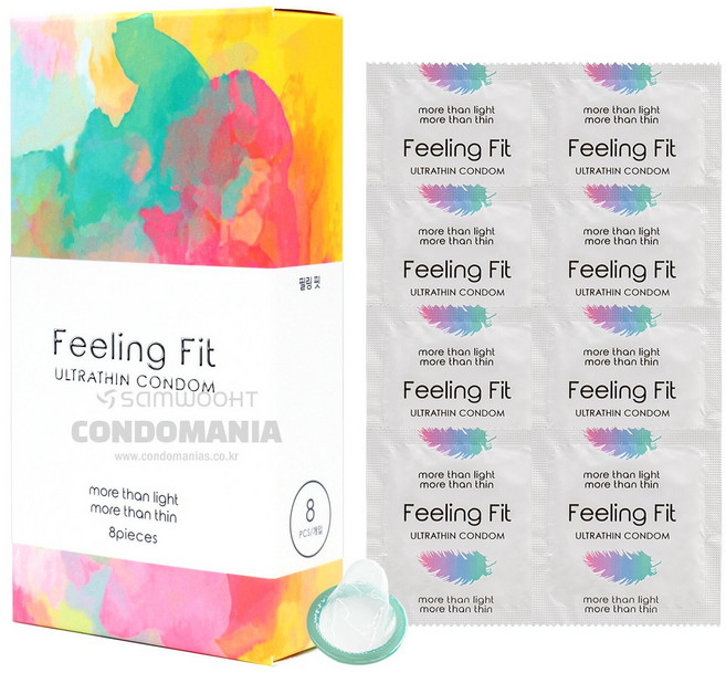 한국라텍스 필링핏 울트라씬 8P 초박형 콘돔 탁월한 밀착감 풍부한 윤활효과, 8개입, 1개