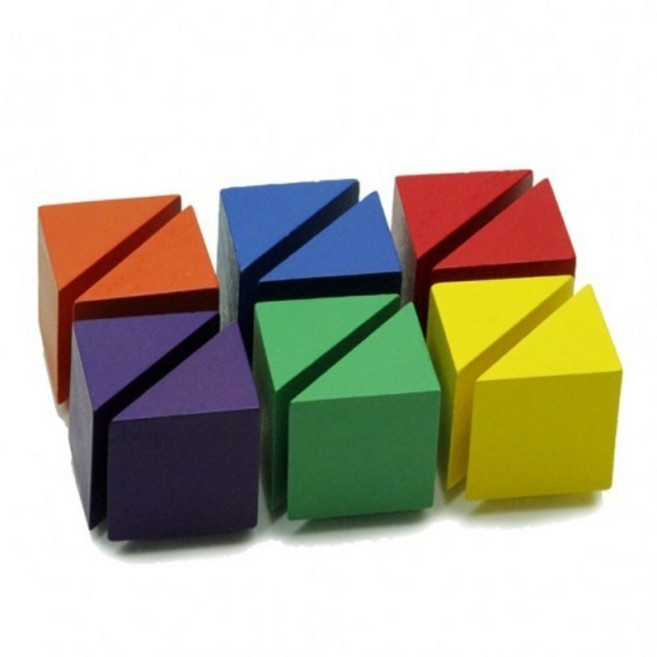 3cm 12조각 2등분 큰삼각기둥 목재큐브 초등 쌓기나무, 1개