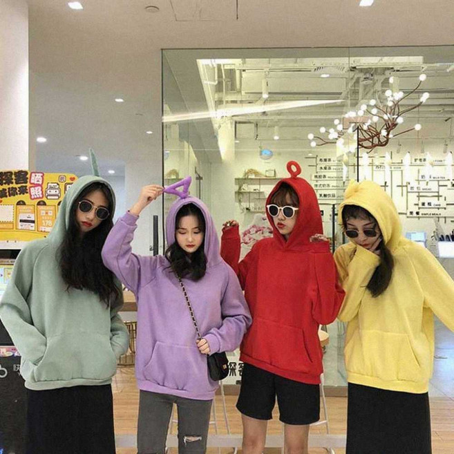 우정 파티 후드티 친구 귀여운 티셔츠 루즈핏 기모 텔레토비