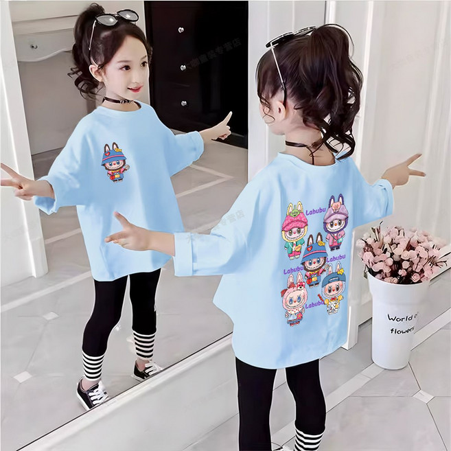 언니아라 주니어 캐주얼 면 라운드넥 여아 데일리 라부캐릭터 긴팔 티셔츠 llz052