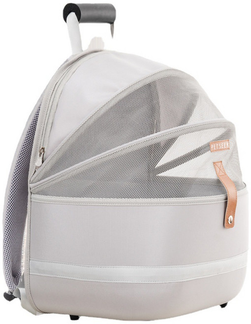 cisanny 반려동물 심플리 백팩형 이동가방 투명 메쉬 백팩 이동장, 아이보리, 아이보리, 1개