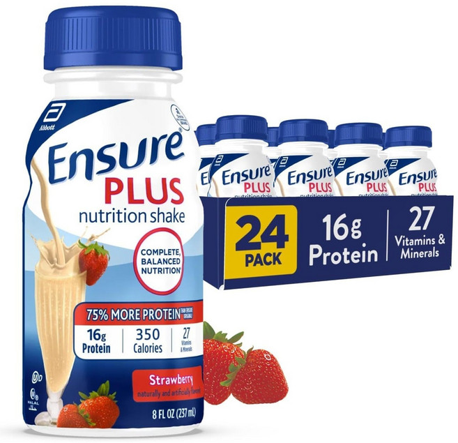 Ensure 엔슈어 플러스 뉴트리션 쉐이크 딸기맛 237ml 24병 1박스, 1개
