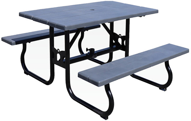 국내산 튼튼한 야외 테이블 의자 일체형 정원 카페 팬션 (파라솔 별도), 다크그레이