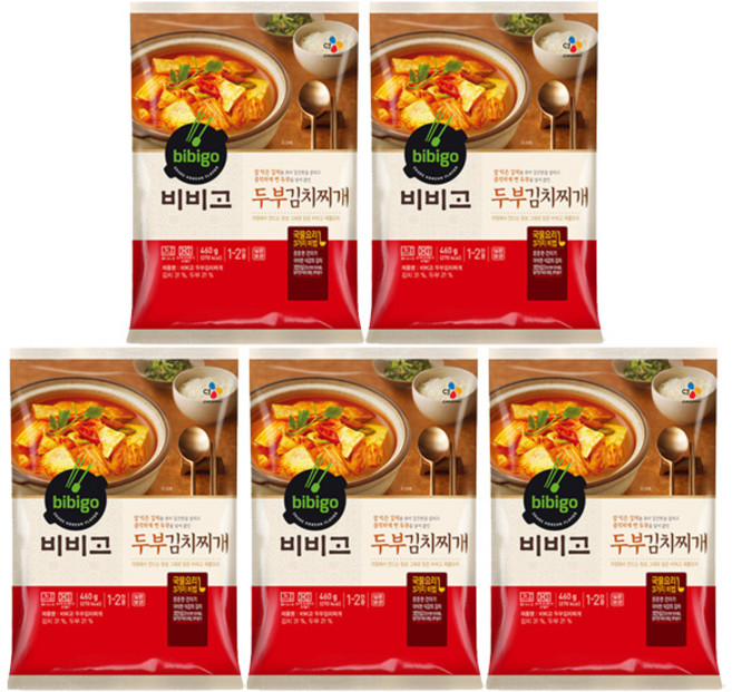 비비고 두부김치찌개, 460g, 5개