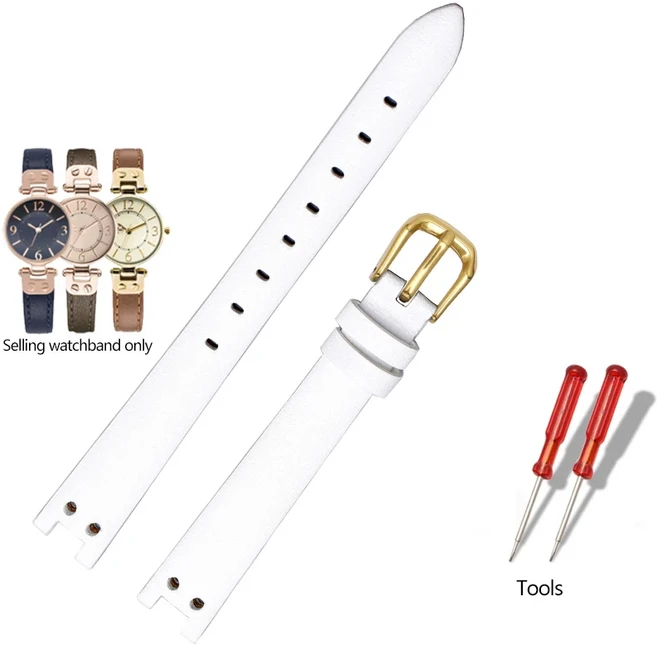 Anne Klein 시계 밴드 노치 AK 소형 다이얼 레트로 팔찌 12mm 가죽 스트랩