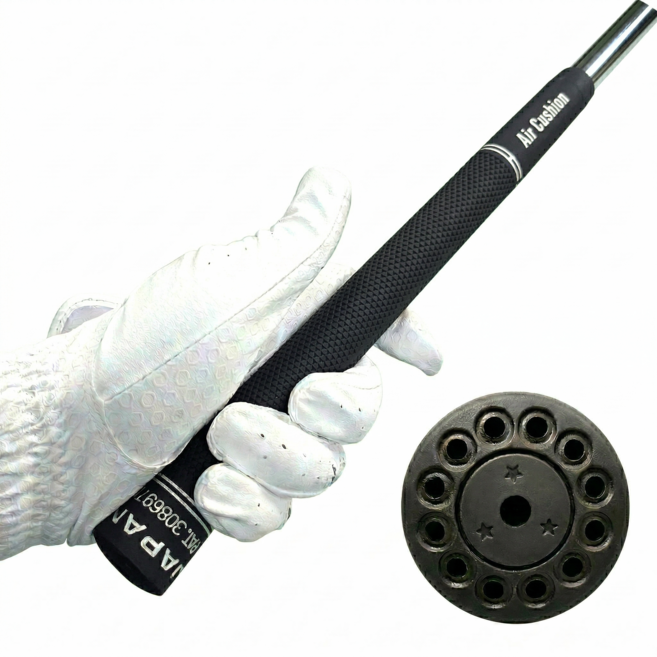 충격흡수 논슬립 에어홀타공 디자인 골프그립, 블랙, 1개