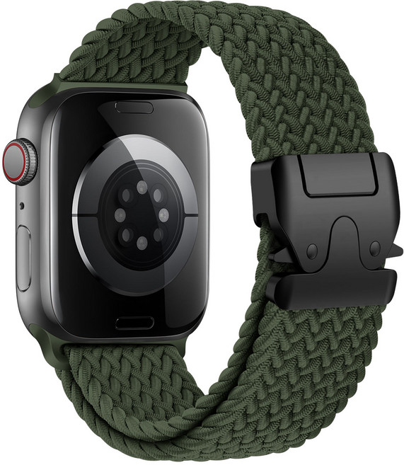 밴드톡 애플워치 호환 파라슈트 스타일 버클 브레이드 스포츠 루프 스트랩 (11 10 9 8 7 6 5 4 3 2 SE2/3 Ultra2/3), 군녹색