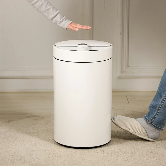 OLLY 냄새차단 모션인식 자동 킥 센서 슬라이드 휴지통 30L 30리터 종량제 쓰레기통 기저귀 화장실 OLSB21W - 쿠팡