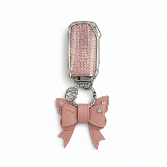 어니트 기아 호환 크리스탈 차키케이스 자동차 키링 키홀더, K-06(5버튼), 핑크