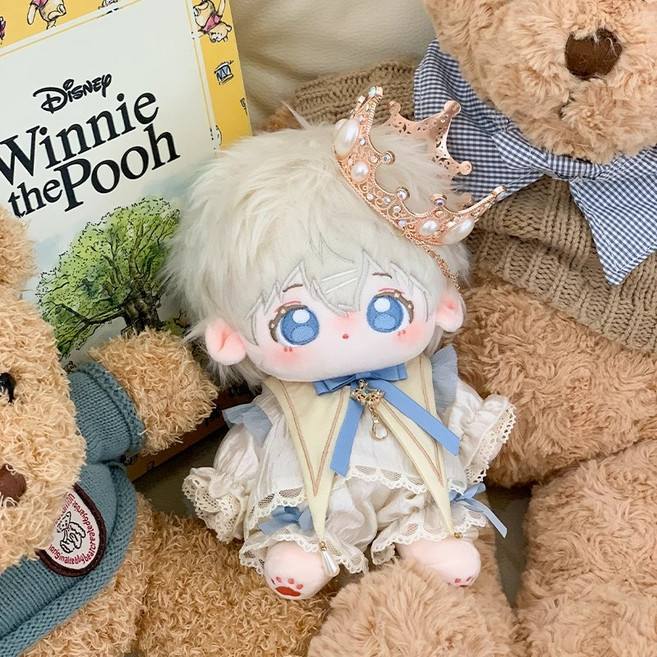 비비드칙 10cm 20cm 왕자님 아이돌 솜인형옷 5종 세트, 화이트화이트[왕관 포함], 1세트