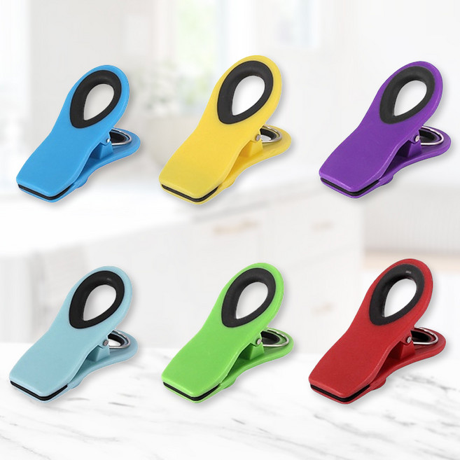 유니팡 서류정리 냉장고 컬러 집게 클립바 세트, 1세트, 그린,스카이,옐로우,레드,블루,퍼플