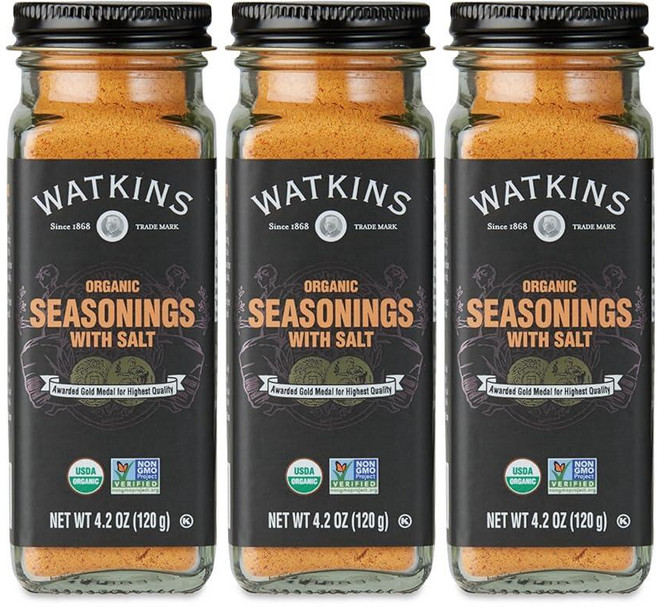 Watkins Gourmet 유기농 향신료 병 정향 가루 68g(2.4온스) (3팩), 4.2 Ounce (Pack of 3), 소금이 함유된 유기농 조미료, 120g