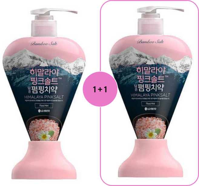 입냄새 미백 잇몸 시린이 충치 토탈케어 치약"히말라야 핑크솔트 펌핑치약 플로럴"1+1(사은품)[ 총 285그램 x 2입 무료배송], 2개