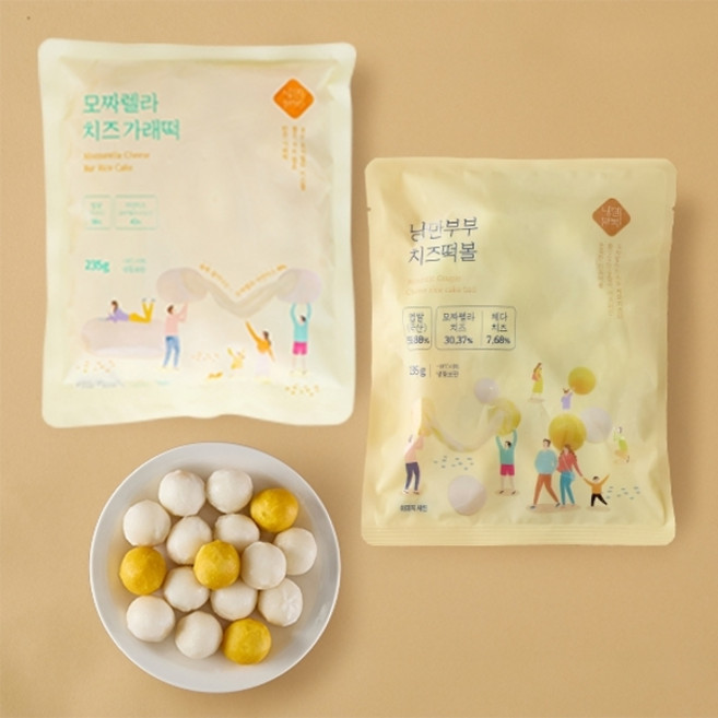 기타 [낭만부부] 모짜렐라 치즈 가래떡+치즈떡볼, 1박스, 235g