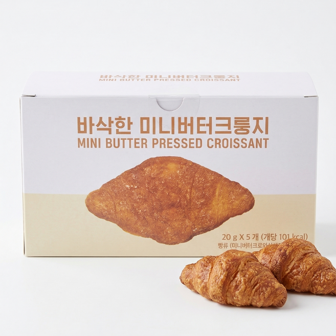 바삭한 미니 버터 크룽지 한입 간식 홈카페 디저트, 5개, 20g