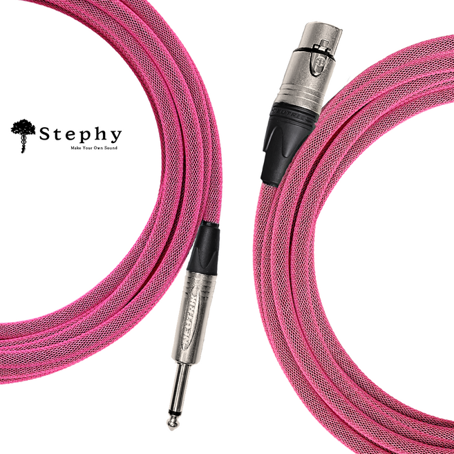 스테피 커스텀 핑크 악기 55 6.3 마이크 스피커 XLR 케이블 [기타/베이스(55 mono) ㅡ자 ㅡ자 1m], 1m, 기타/베이스 (55 mono)