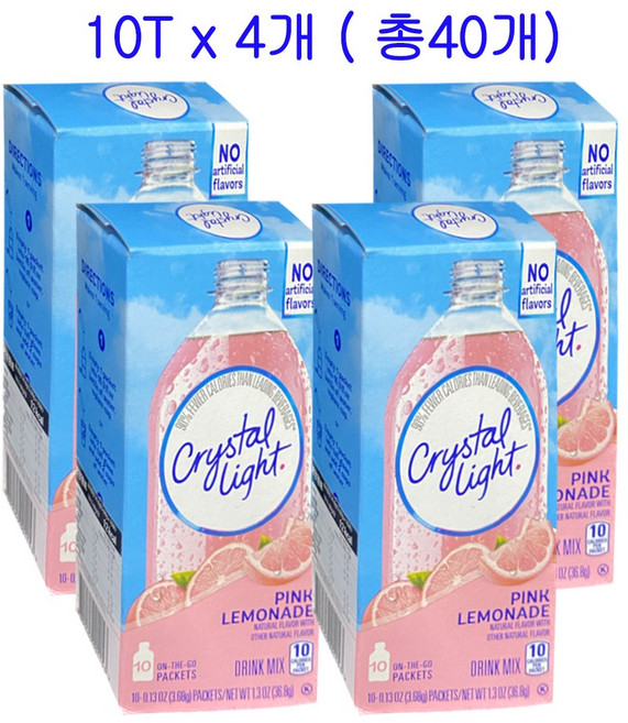 크리스탈라이트 핑크레몬에이드 분말, 3.68g, 10개입, 4개