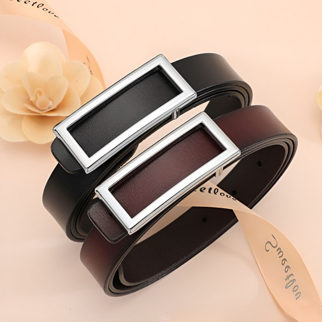 포스워백 1+1 소가죽 벨트 혁대 혁띠 빅사이즈 여자 사각 버클 허리띠