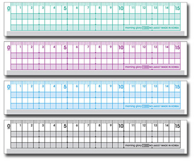 모닝글로리 컬러 커팅방안자 15cm, 랜덤발송, 2개