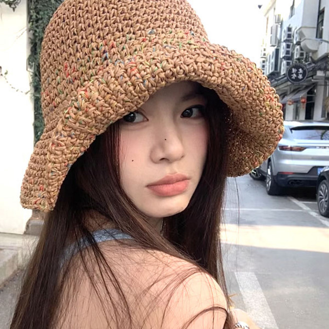 유어더메인 여성 여름 파스텔 라탄 밀짚 모자 버킷햇