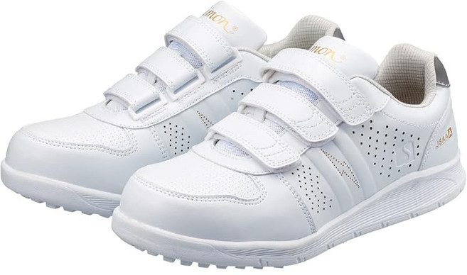 시몬 안전작업화 JSAA인증 단화 프로 스니커즈 활 경쾌 정전 단화 스니커즈 매직 반사 NS618 정전 흰색 24.5cm