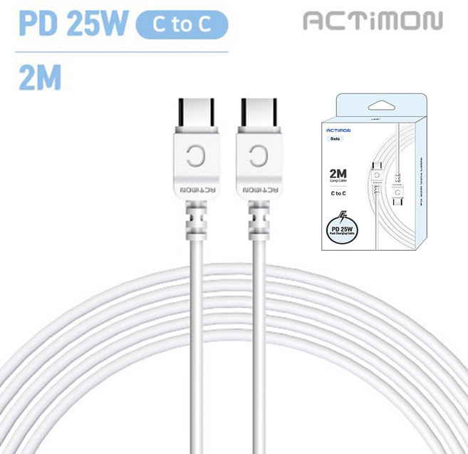 엑티몬 PD25W C타입-C타입 고속 케이블, 화이트, 1개, 2m