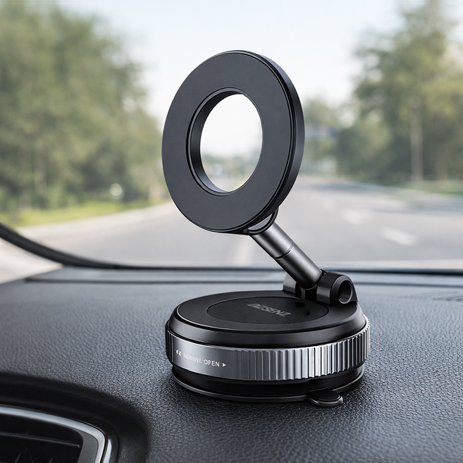 디즈센즈 360도 에어흡착 맥세이프 차량용 핸드폰 거치대, 블랙, 1개