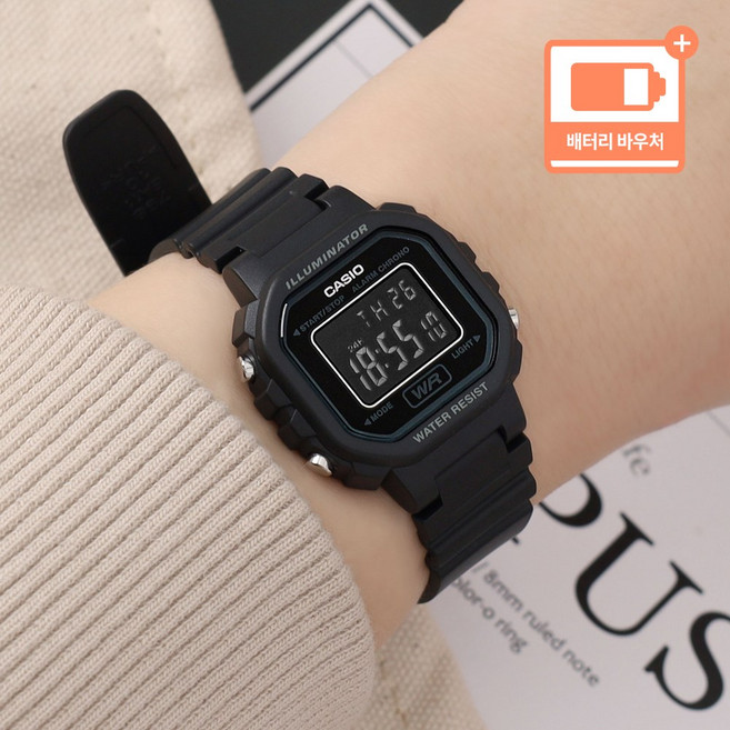 카시오 쁘띠 스퀘어 컬러풀 여성 캐쥬얼 시계 20 블랙B