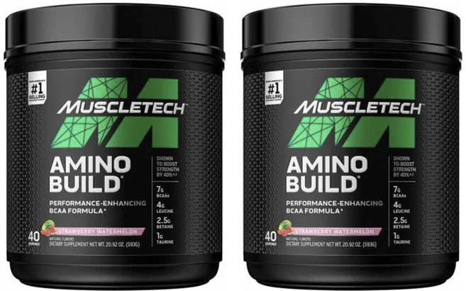 머슬테크 아미노 빌드 퍼포먼스-인핸싱 BCAA 포뮬러 스트로베리 워터멜론, 2개, 593g - 쿠팡