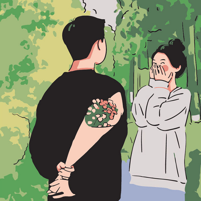 유화그리기세트 diy유화세트 2020 20x20cm 커플그림, 1세트, 이벤트