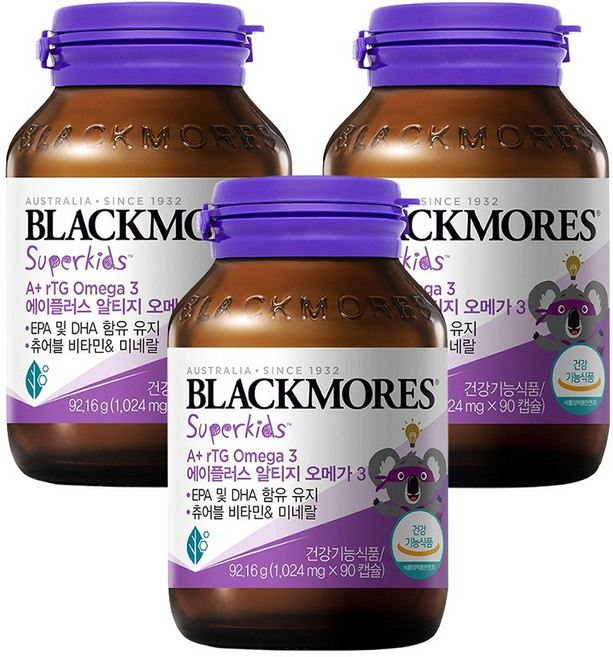 블랙모어스 에이플러스 알티지 오메가3, 90정, 3개