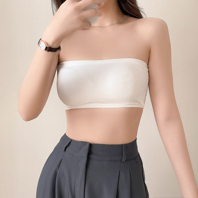 소프트 캡내장 오프숄더 탱크탑 볼륨 크롭 이너 튜브탑 브라탑 no.150